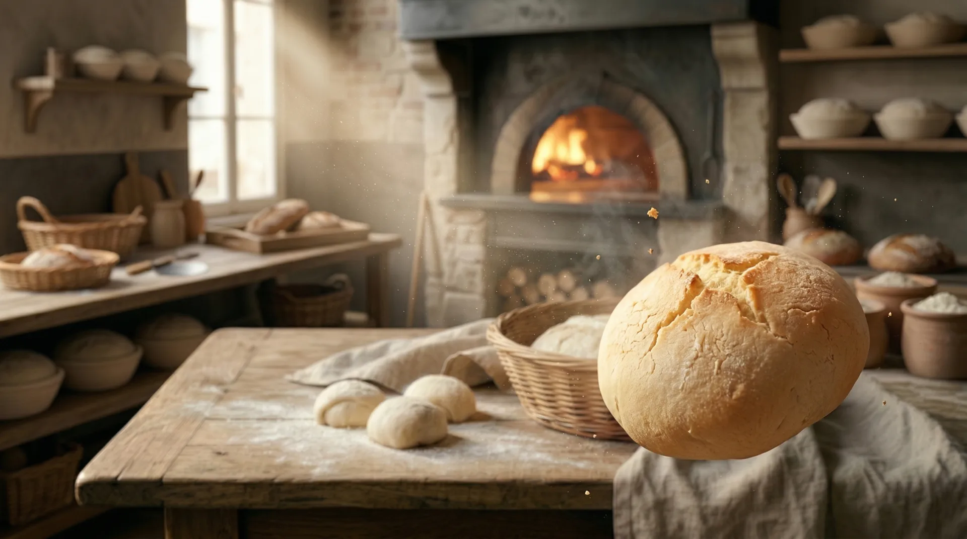 Pan artesanal recién horneado